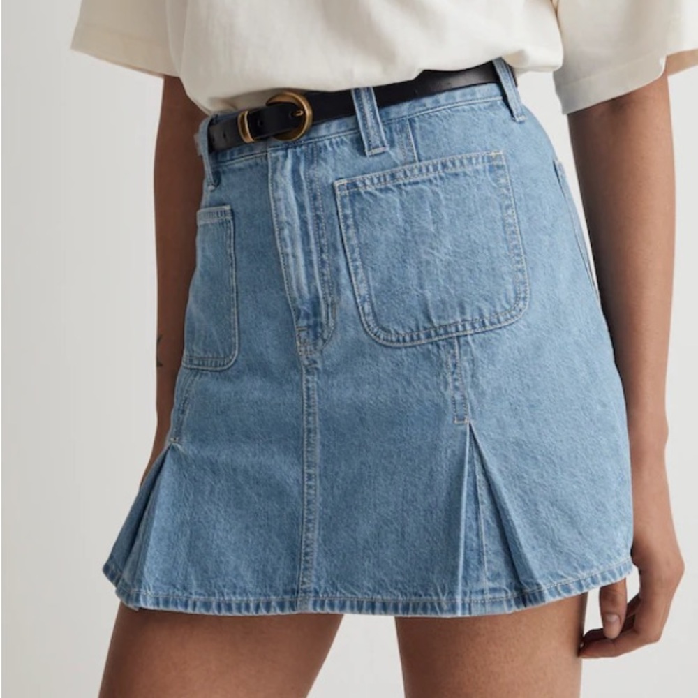 Madewell Pleated Denim A-Line Mini Skirt Women’s 27 Stilecroft Blue Wash Cotton